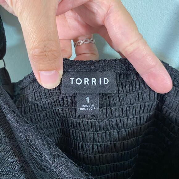 Torrid Women Black Lace Tier Ruffles Babydoll Mini Dress Size 1 Whismygoth - Picture 6 of 9